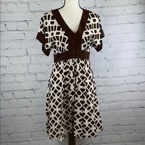 UEC Banana Republic brown and cream silk midi dress 6